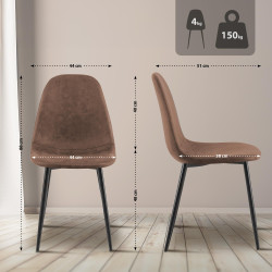Ensemble de 4 chaises de salle à manger Napier, similicuir marron