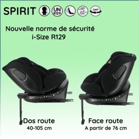 Siege auto isofix NANIA SPIRIT 40-150 cm R129   – 0 a 10 ans- Dos route 40-105 cm – Tetiere réglable - Inclinable - Pivotant - N