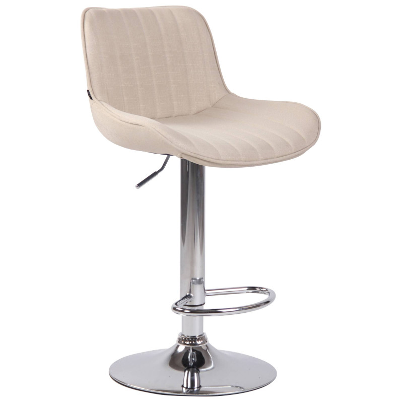 Lot de 2 tabourets de bar Lentini en tissu chromé crème