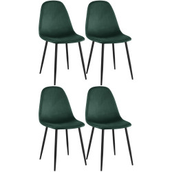 Ensemble de 4 chaises de salle à manger en velours Napier en vert