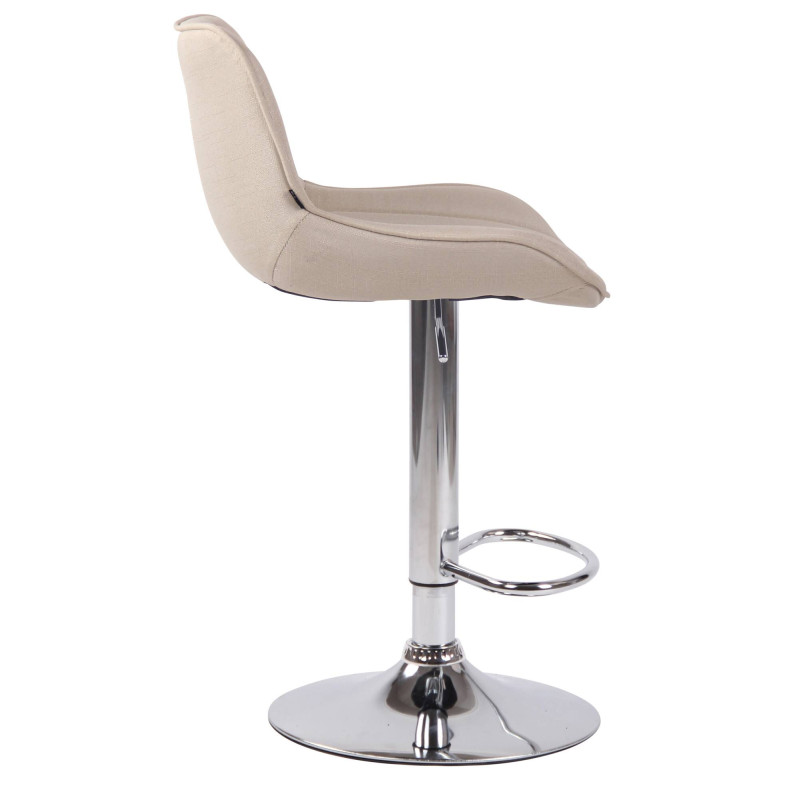 Lot de 2 tabourets de bar Lentini en tissu chromé crème