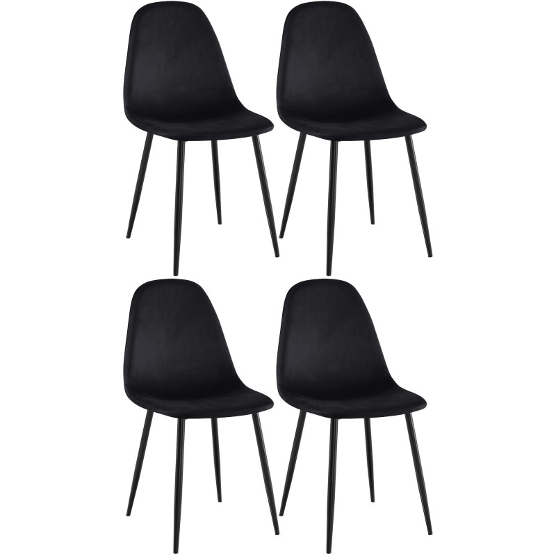 Ensemble de 4 chaises de salle à manger Napier en velours noir