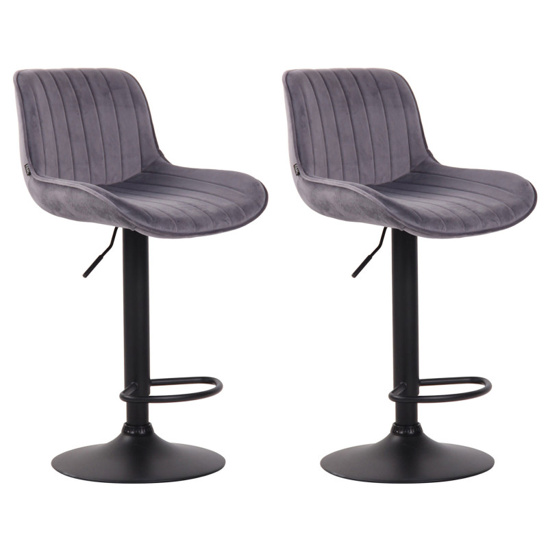 Lot de 2 tabourets de bar Lentini en velours gris foncé