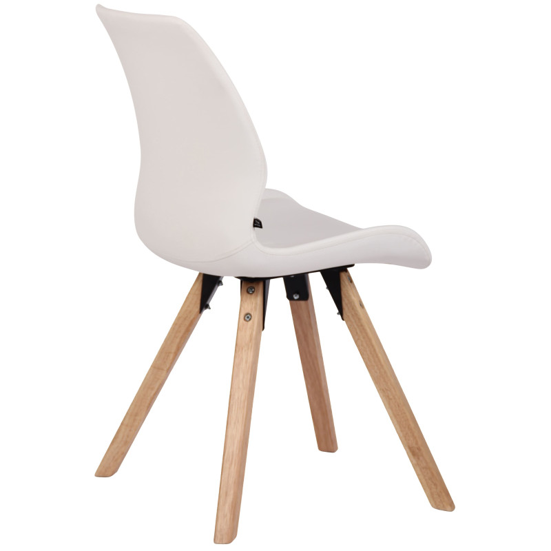 Chaise Luna, simili cuir blanc