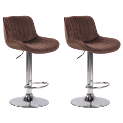 Lot de 2 tabourets de bar Lentini en velours chromé brun