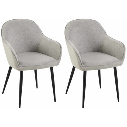 Lot de 2 chaises de salle à manger en tissu Boise gris
