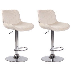 Lot de 2 tabourets de bar Lentini en velours chromé crème