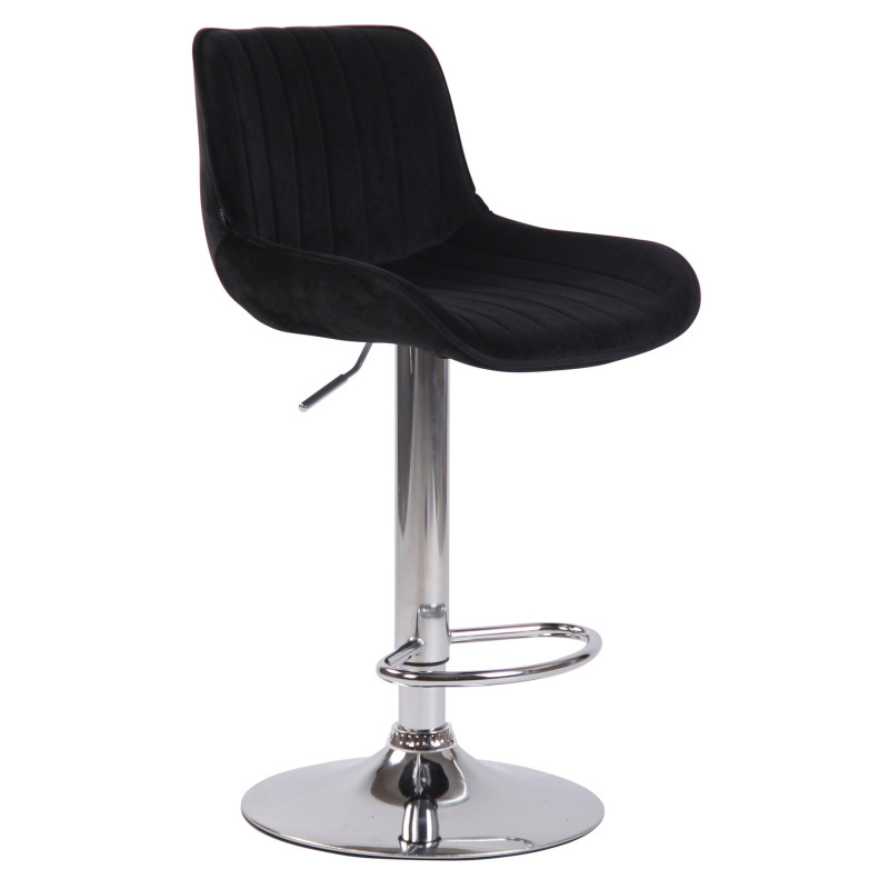 Lot de 2 tabourets de bar Lentini en velours chromé noir