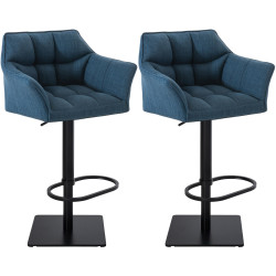 Lot de 2 tabourets de bar en tissu Damaso noir bleu