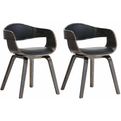 Lot de 2 chaises Kingston, simili cuir noir/gris