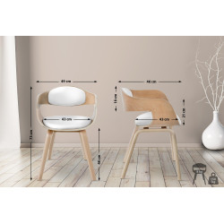 Lot de 2 chaises Kingston, simili cuir, naturel/blanc