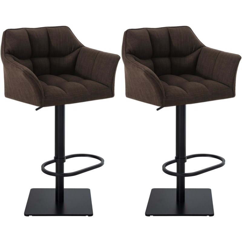 Lot de 2 tabourets de bar en tissu Damaso noir marron