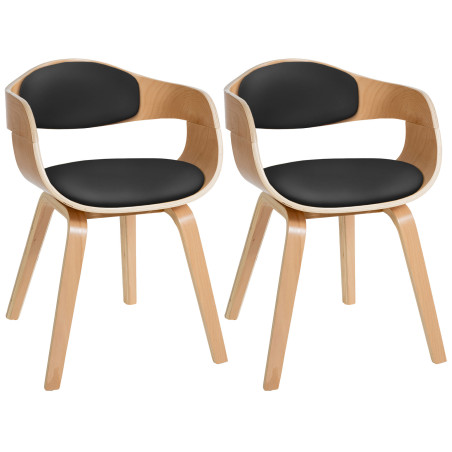 Ensemble de 2 chaises Kingston, similicuir, naturel/noir