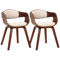 Lot de 2 chaises Kingston, simili cuir, noyer/crème