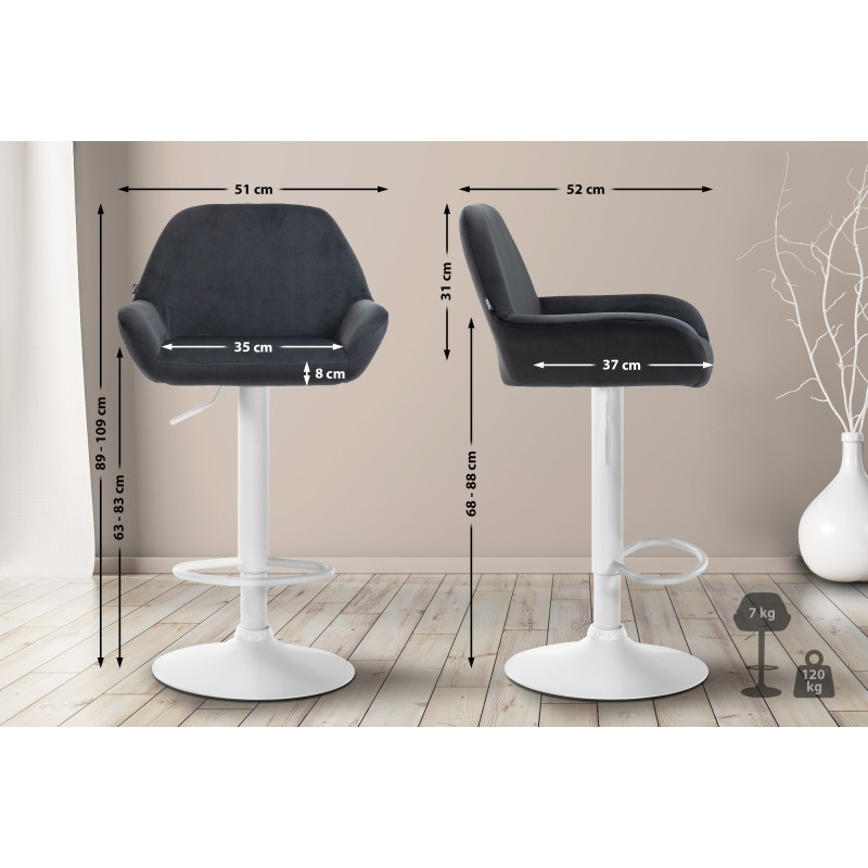 Tabouret de bar Braga velours noir