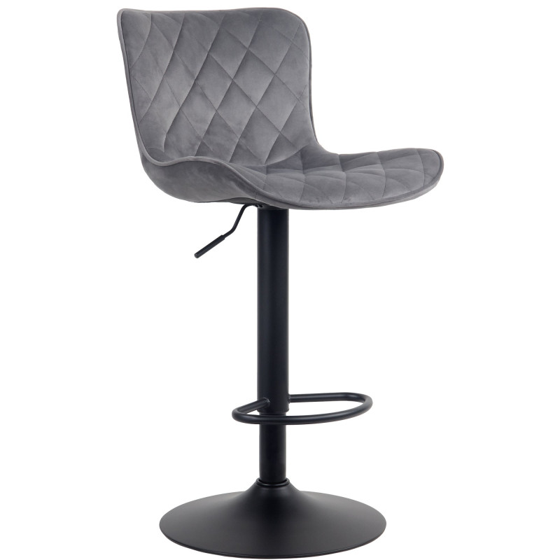 Tabouret de bar en velours Emma gris foncé