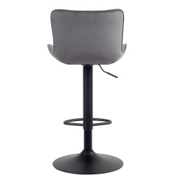 Tabouret de bar en velours Emma gris foncé