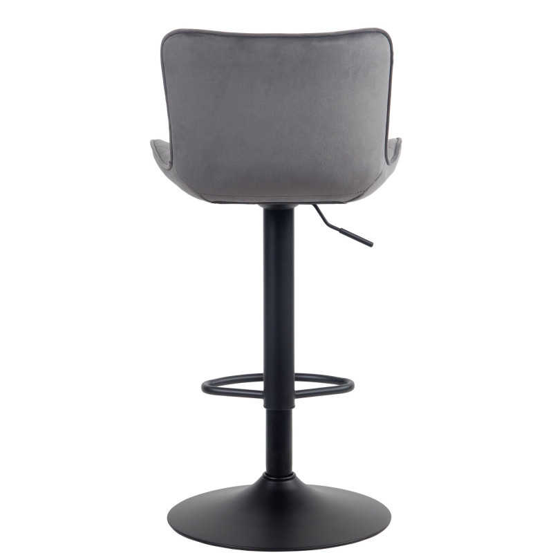 Tabouret de bar en velours Emma gris foncé