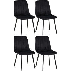 Lot de 4 chaises Dijon en velours noir