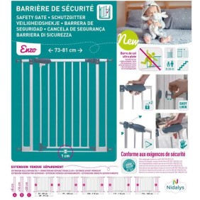 Barriere de sécurité NIDALYS - ENZO - seuil plat - bébé - blanc