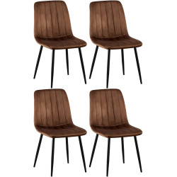 Lot de 4 chaises Dijon en velours marron