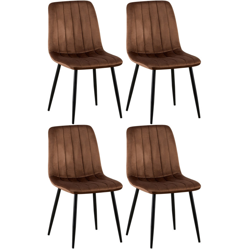 Lot de 4 chaises Dijon en velours marron
