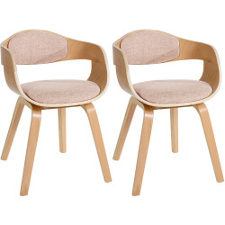 Lot de 2 chaises Kingston en tissu naturel/crème