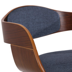 Lot de 2 chaises Kingston, tissu noyer/bleu