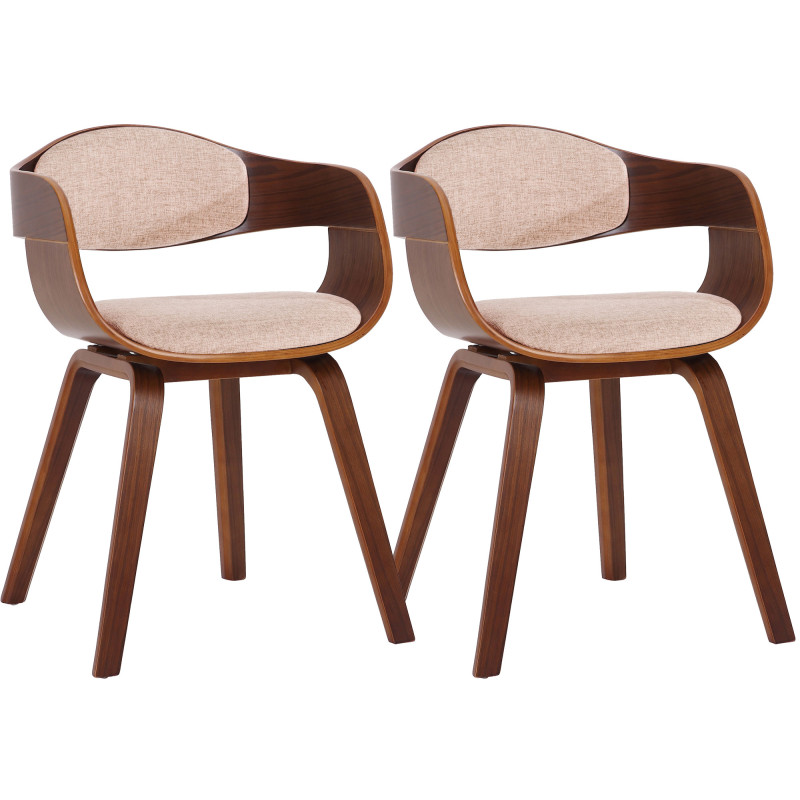 Lot de 2 chaises Kingston, tissu noyer/crème