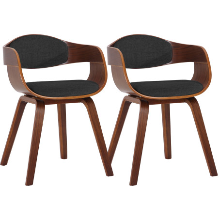 Lot de 2 chaises Kingston, tissu noyer/gris foncé
