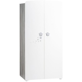 Armoire bébé Nao - MDF - Blanc - 2 portes - 85 x 175 x 56 cm - BABY PRICE