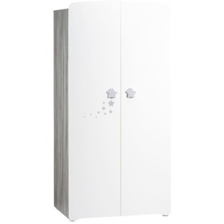 Armoire bébé Nao - MDF - Blanc - 2 portes - 85 x 175 x 56 cm - BABY PRICE