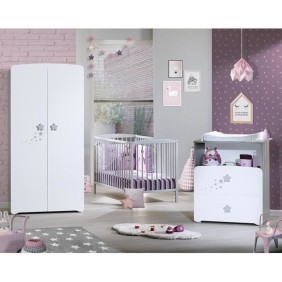 Armoire bébé Nao - MDF - Blanc - 2 portes - 85 x 175 x 56 cm - BABY PRICE