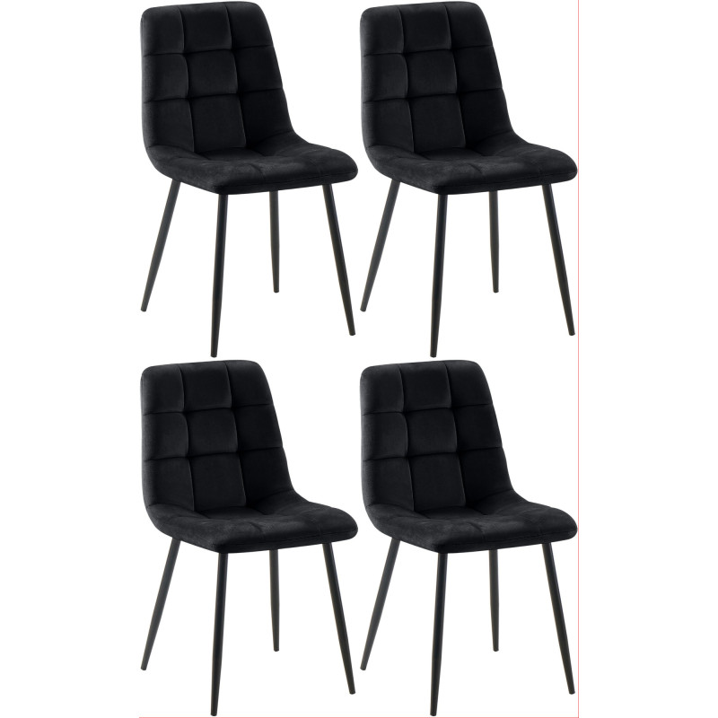 Lot de 4 chaises de salle à manger Antibes noires