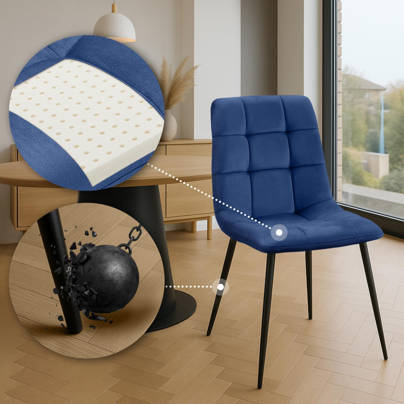 Lot de 4 chaises de salle à manger Antibes bleues