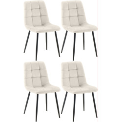 Lot de 4 chaises de salle à manger Antibes en blanc crème