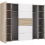 Armoire NARAGO - Décor Chene Sonoma et blanc mat - 2 portes coulissantes + 2 portes battantes - L270 x P61 x H210 cm