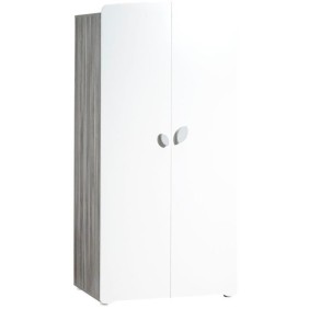 Armoire bébé Leaf - MDF - Blanc - 2 portes - 86 x 175 x 56 cm - BABY PRICE