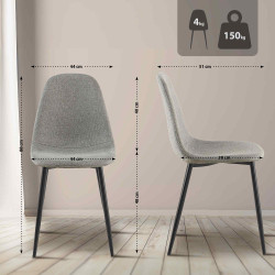 Chaise de salle à manger Napier en tissu gris clair
