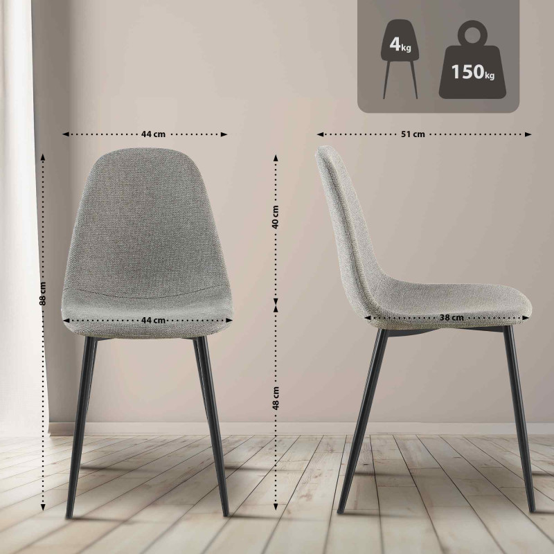 Chaise de salle à manger Napier en tissu gris clair