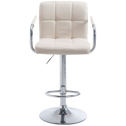 Tabouret de bar Lucy V2 tissu chromé beige