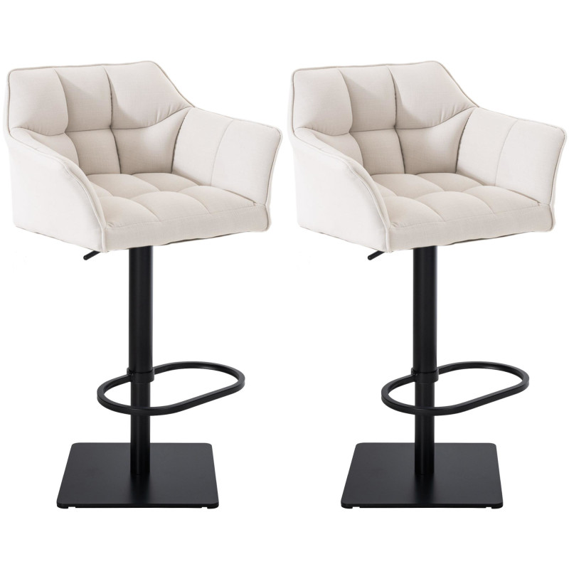 Lot de 2 tabourets de bar en tissu Damaso noir et blanc