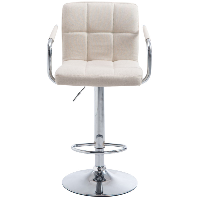 Tabouret de bar Lucy V2 tissu chromé beige