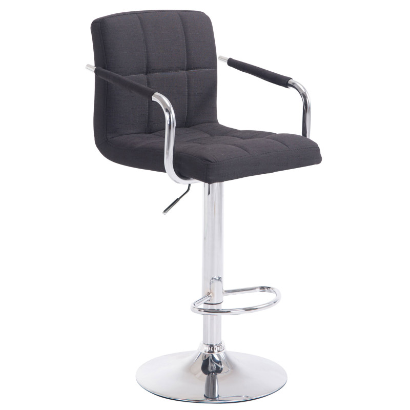 Tabouret de bar Lucy V2 tissu chromé noir
