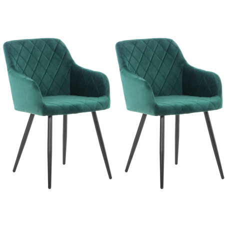 Ensemble de 2 chaises de salle à manger Shila en velours vert