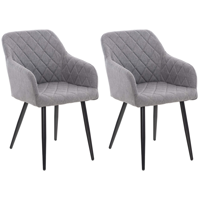 Lot de 2 chaises de salle à manger Shila en tissu gris