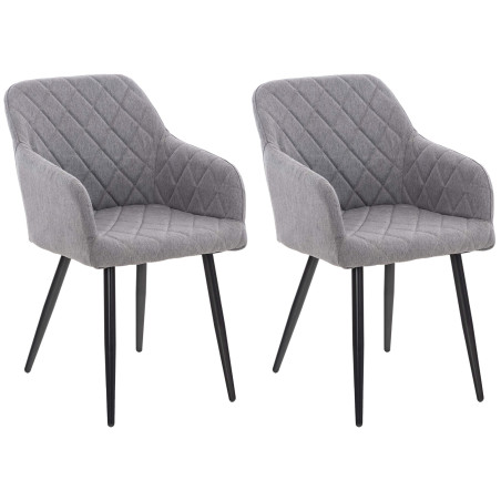 Lot de 2 chaises de salle à manger Shila en tissu gris