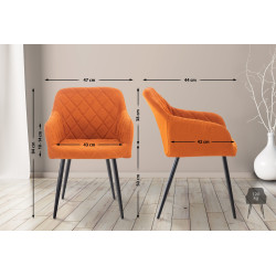 Lot de 2 chaises de salle à manger Shila en tissu orange