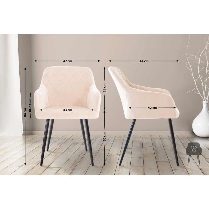 Lot de 2 chaises de salle à manger Shila en velours beige
