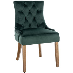 Chaise de salle à manger Aberdeen, velours, vert clair antique, vert foncé